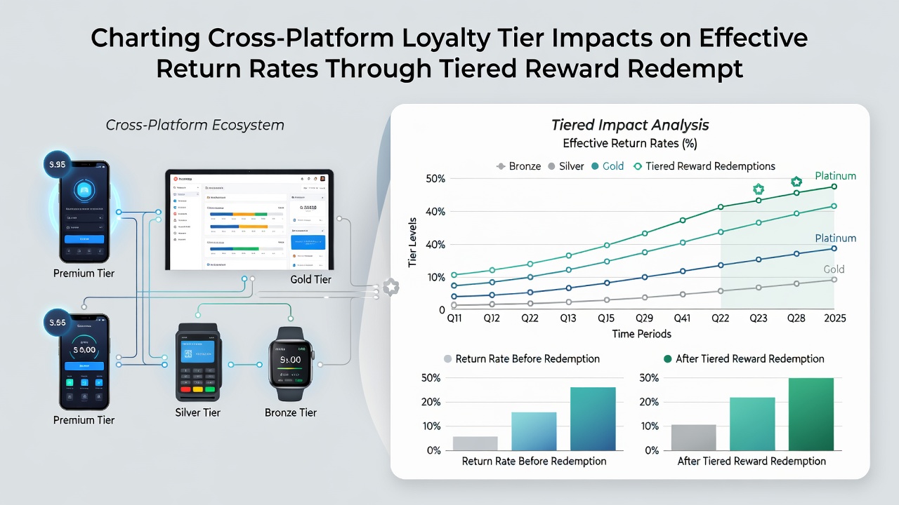 Data chart illustrating redemption frequency and return rate shifts by loyalty tier level