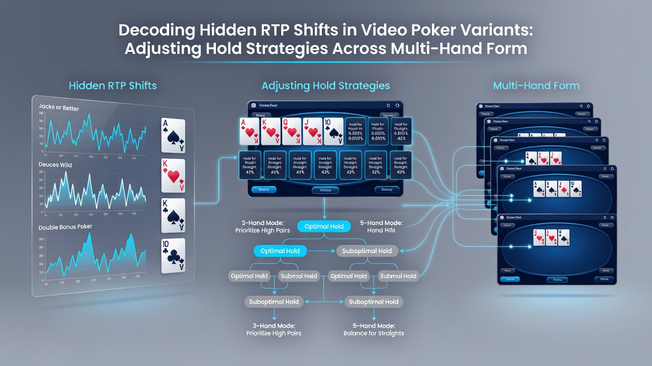 Close-up of video poker strategy chart overlaid on multi-hand game interface