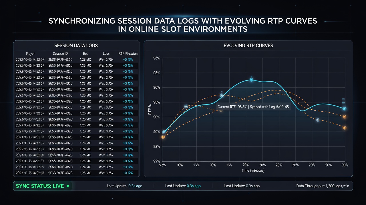 Illustration of RTP curve adjustments synchronized across multiple player session timelines